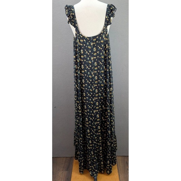 Ninexis Maxi Dress Women's Plus 1X Black Ruffle Floral Cottagecore Maternity NWT - Picture 6 of 11